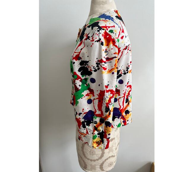 Anthracite Women's Abstract Modern Art Paint Splatter Jacket Size 6 - Picture 4 of 9